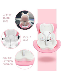 Asiento de Coche para Muñecas ApisNest Rosa 15-17cm con Clip 2