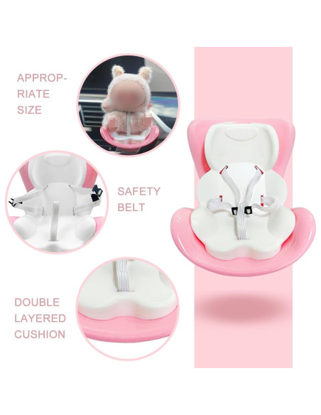 Asiento de Coche para Muñecas ApisNest Rosa 15-17cm con Clip