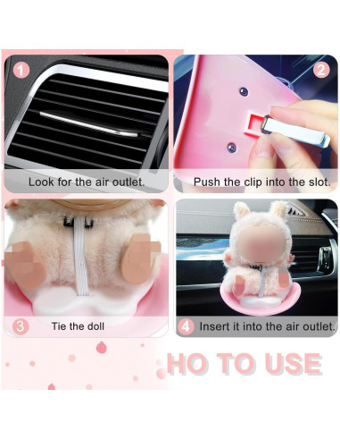 Asiento de Coche para Muñecas ApisNest Rosa 15-17cm con Clip