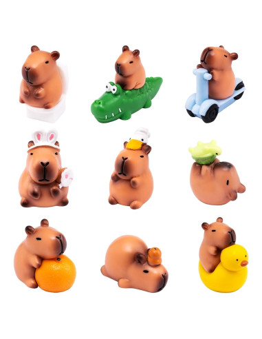 12 Figuras Miniatura de Capibara de Resina para Decoración