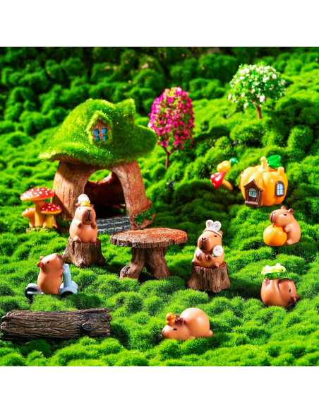 12 Figuras Miniatura de Capibara de Resina para Decoración