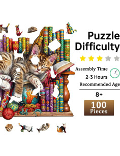 Rompecabezas de Madera Jigfoxy Gato 100 Piezas 21.6x17.5cm 2