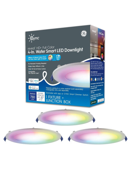 Luz LED Inteligente Wafer Cync GE Reveal HD+ 10.16cm 3pk