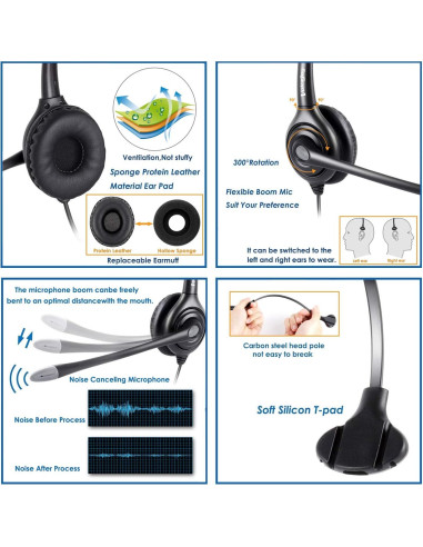 Auricular Monaural VoiceJoy con Micrófono y Cancelación de Ruido