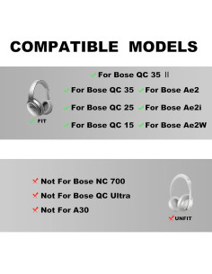 Almohadillas de Repuesto Bose QC35 QC35 II - Cuero Suave 2