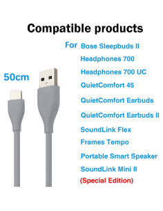 Cable de carga rápida USB C Aiivioll 50cm para Bose 2