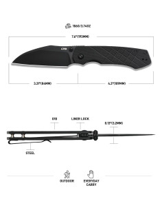 Cuchillo Plegable CJRB Kestrel J1962 Negro 8.41 cm EDC 2