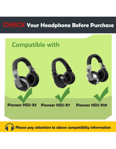 Almohadillas de Reemplazo Pioneer HDJ-X5/X7/X10 Cuero de Proteína