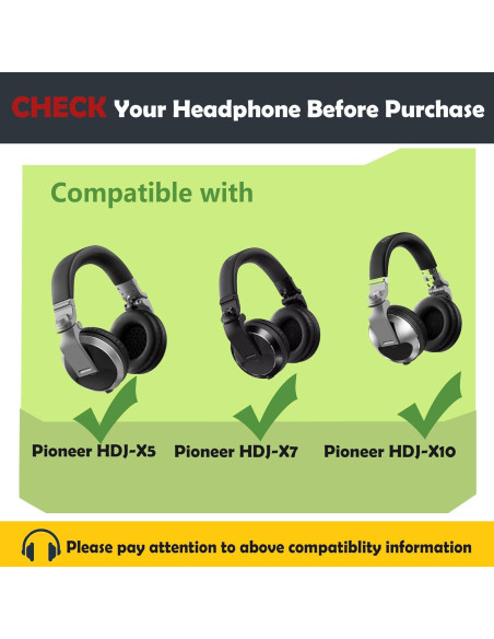 Almohadillas de Reemplazo Pioneer HDJ-X5/X7/X10 Cuero de Proteína