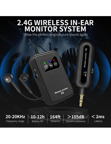 Sistema de Monitoreo In-Ear Inalámbrico Kadjuh M7S 50m