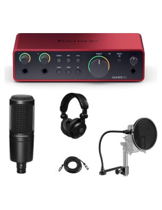 Interfaz de Audio USB Focusrite Scarlett 2i2 4ta Gen + Micrófono AT2020