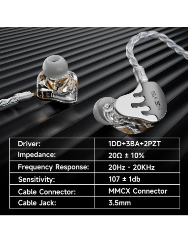 Auriculares In-Ear BASN BmasterX 6 HiFi con Aislamiento de Ruido