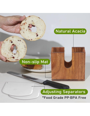 Cortador de Bagels Ajustable HeywoodCabin de Madera Acacia
