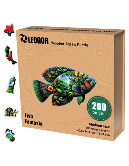 Rompecabezas de Madera LEOGOR 200 Piezas Fantasía de Peces Rompecabezas de Madera LEOGOR 200 Piezas Fantasía de Peces