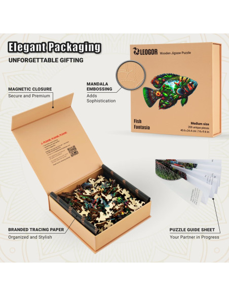 Rompecabezas de Madera LEOGOR 200 Piezas Fantasía de Peces Rompecabezas de Madera LEOGOR 200 Piezas Fantasía de Peces