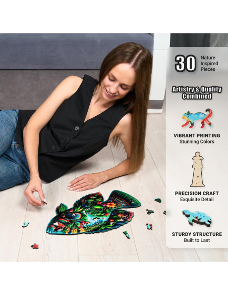 Rompecabezas de Madera LEOGOR 200 Piezas Fantasía de Peces Rompecabezas de Madera LEOGOR 200 Piezas Fantasía de Peces