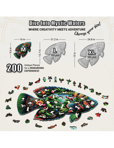 Rompecabezas de Madera LEOGOR 200 Piezas Fantasía de Peces