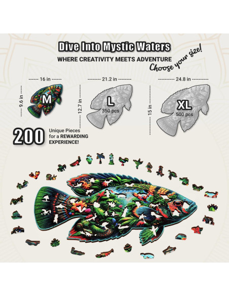 Rompecabezas de Madera LEOGOR 200 Piezas Fantasía de Peces Rompecabezas de Madera LEOGOR 200 Piezas Fantasía de Peces