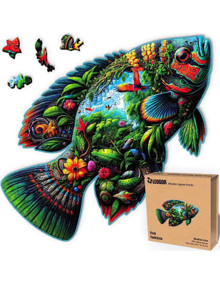Rompecabezas de Madera LEOGOR 200 Piezas Fantasía de Peces Rompecabezas de Madera LEOGOR 200 Piezas Fantasía de Peces
