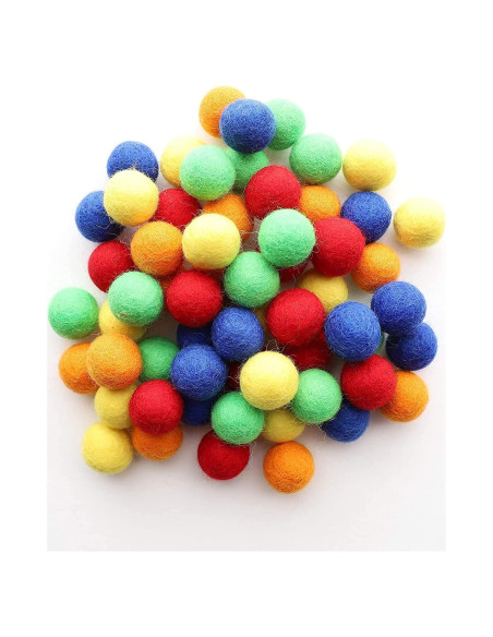 Conjunto de 60 Bolas de Fieltro Arcoíris Mini Fábrica 2.5cm Conjunto de 60 Bolas de Fieltro Arcoíris Mini Fábrica 2.5cm