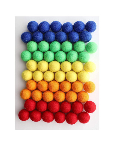 Conjunto de 60 Bolas de Fieltro Arcoíris Mini Fábrica 2.5cm