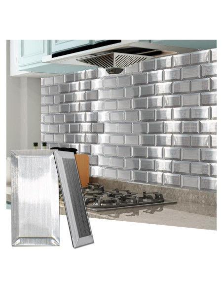 Azulejos Autoadhesivos 3D Art3d Acero Inoxidable 100 Pcs