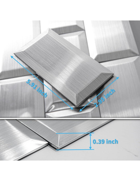 Azulejos Autoadhesivos 3D Art3d Acero Inoxidable 100 Pcs