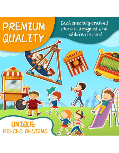 Rompecabezas Magnético Parque de Diversiones ROHSCE 42 Imágenes