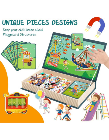 Rompecabezas Magnético Parque de Diversiones ROHSCE 42 Imágenes