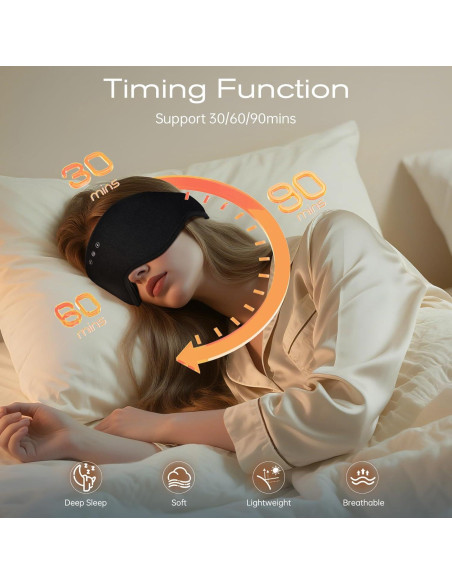 Máscara para dormir ZHENYEMEI con auriculares y 29 sonidos