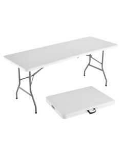 Mesa Plegable de 180 cm Fastwealth con Mantel Negro, 8 Personas