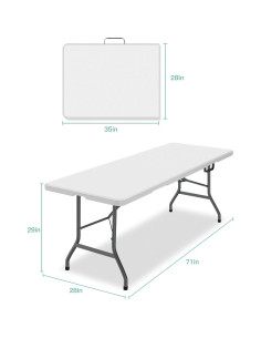 Mesa Plegable de 180 cm Fastwealth con Mantel Negro, 8 Personas 2