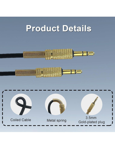 Cable de audio de reemplazo NewTH 3.5mm para altavoces Marshall