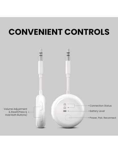 Adaptador Bluetooth Avantree SoundJet R1 20H Batería Blanco