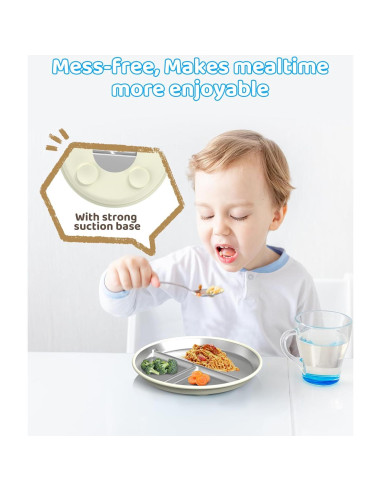 Platos Divididos de Acero Inoxidable ERUSEHE 22.86 cm - 2 Unidades