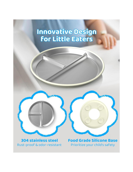 Platos Divididos de Acero Inoxidable ERUSEHE 22.86 cm - 2 Unidades