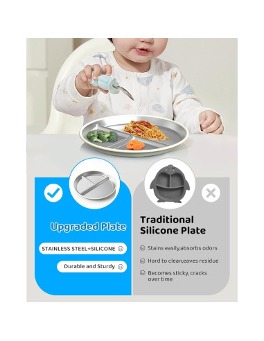 Platos Divididos de Acero Inoxidable ERUSEHE 22.86 cm - 2 Unidades