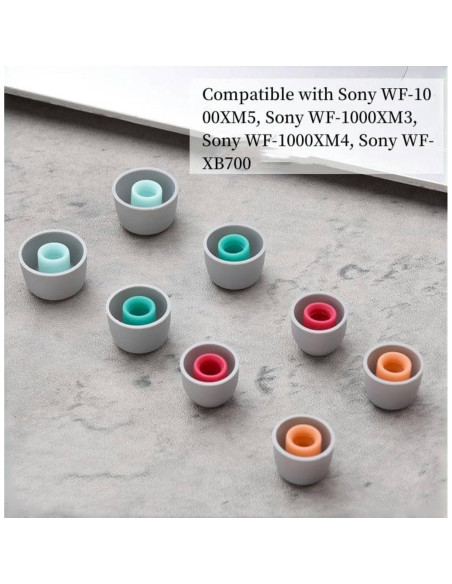 Consejos de Reemplazo Sony WF-1000XM5 - 4 Pares Silicona Negra Consejos de Reemplazo Sony WF-1000XM5 - 4 Pares Silicona Negra