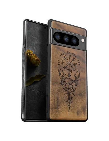 Funda de Madera Carveit para Google Pixel 8 Pro - Nuez-Vikingo Funda de Madera Carveit para Google Pixel 8 Pro - Nuez-Vikingo
