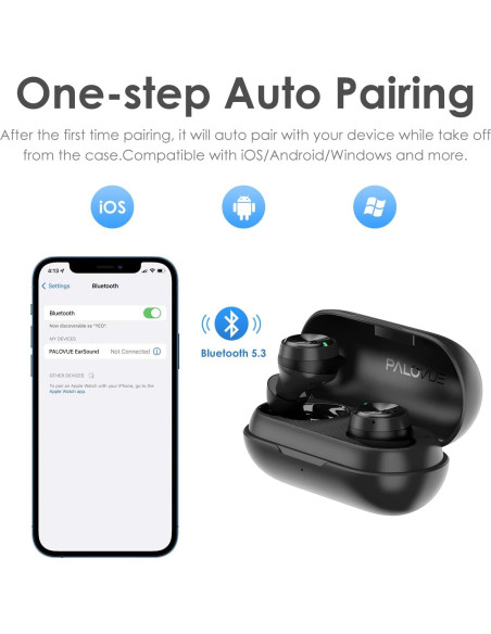 Auriculares Inalámbricos PALOVUE 6877B Bluetooth 5.3 Estéreo