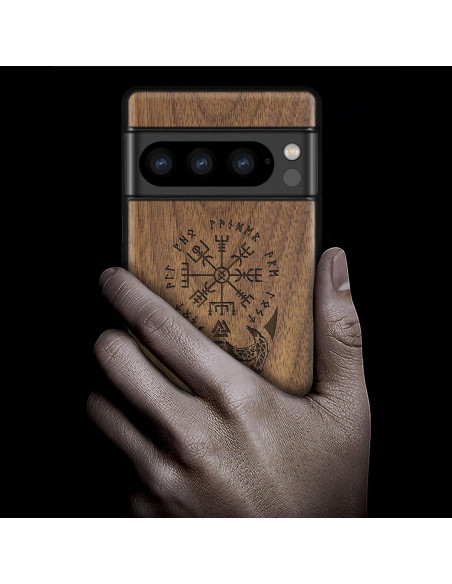 Funda de Madera Carveit para Google Pixel 8 Pro - Nuez-Vikingo Funda de Madera Carveit para Google Pixel 8 Pro - Nuez-Vikingo