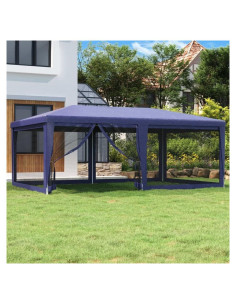 Carpa de Fiesta Azul GROSERY 6 Paredes Malla HDPE 5.97x3.96m