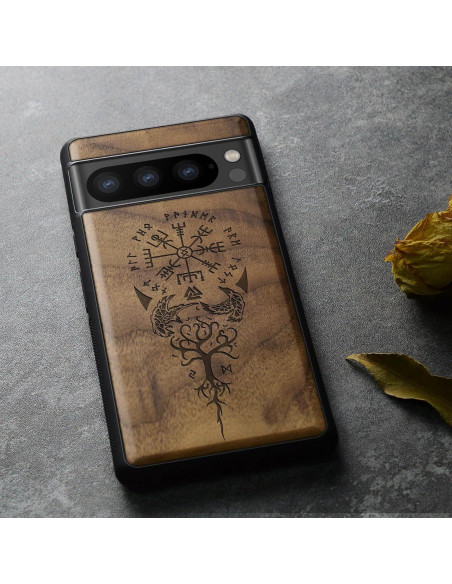 Funda de Madera Carveit para Google Pixel 8 Pro - Nuez-Vikingo Funda de Madera Carveit para Google Pixel 8 Pro - Nuez-Vikingo