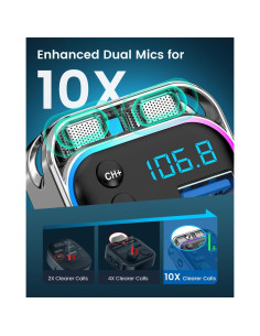 Transmisor FM Bluetooth 5.3 LENCENT 48W Cargador Rápido 2