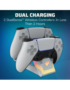 Cargador Dual LED PDP Afterglow Wave para 2 Controladores PS5 - Blanco 2