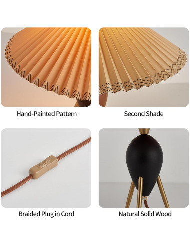 Lámpara de Mesa Moderna Fetason Negra 40.6cm con Bombilla E12