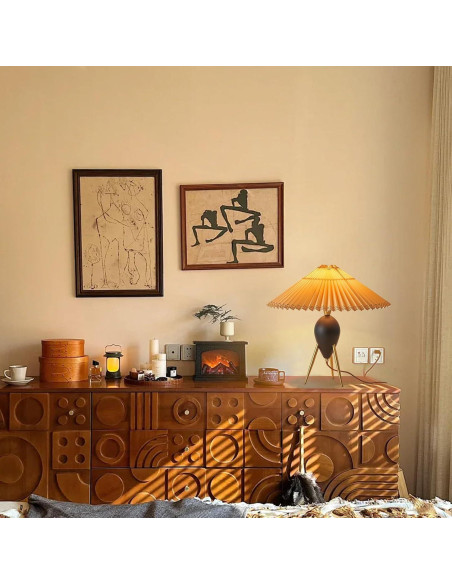 Lámpara de Mesa Moderna Fetason Negra 40.6cm con Bombilla E12