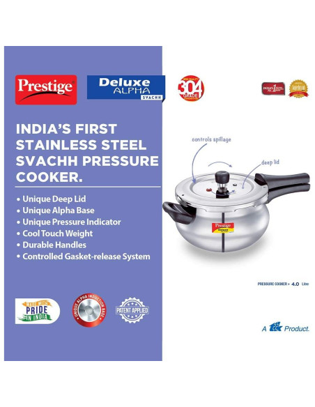 Olla a presión Prestige Deluxe Alpha 4L Acero Inoxidable