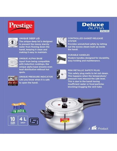 Olla a presión Prestige Deluxe Alpha 4L Acero Inoxidable