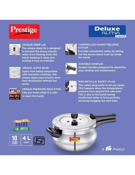 Olla a presión Prestige Deluxe Alpha 4L Acero Inoxidable